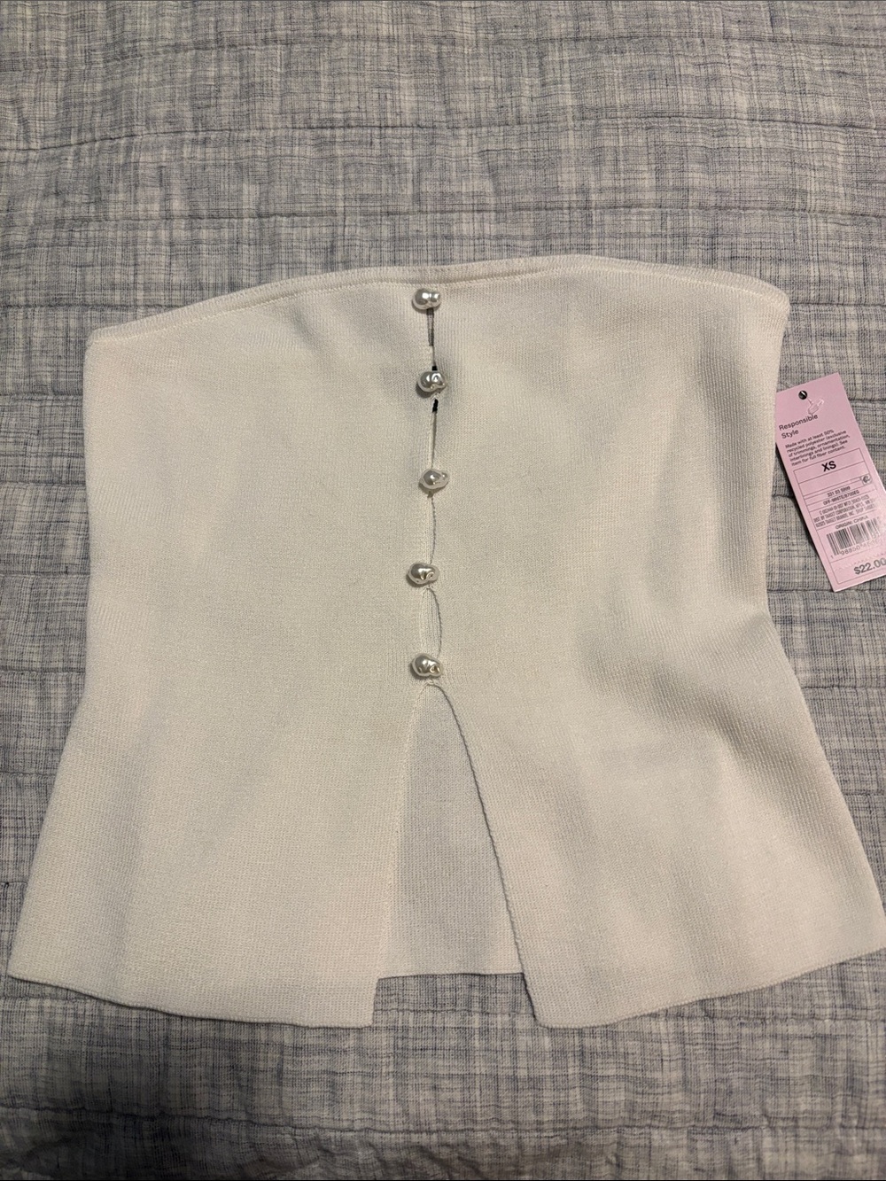 wild fable White Strapless Button-Detail Tube Top XS
